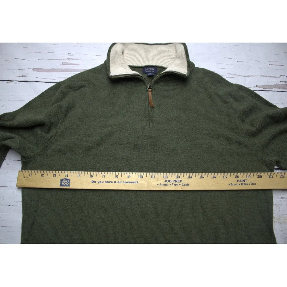 J.Crew Mens Olive Green 100% Cotton Quarter Zip Sweater Medium